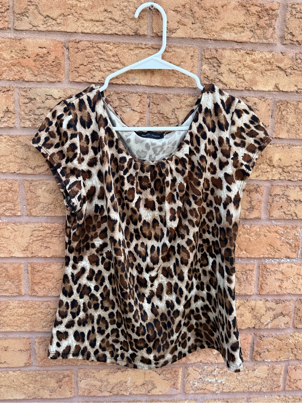 4/$25 • Mandy Evans Leopard Print Women's Scoop Neck Top